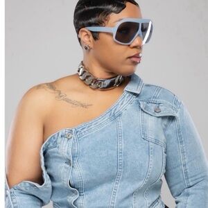 Rebel One Shoulder Denim Top